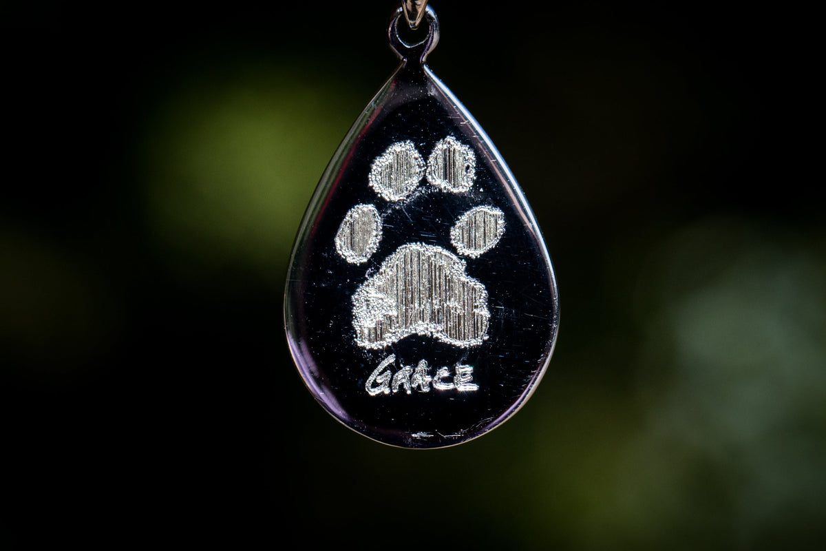 cremation jewelry pear drop pendant with opal